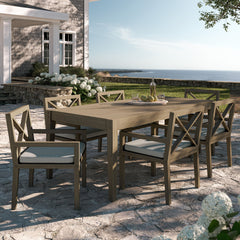 Northlake Weathered Gray/Pebble 7-Piece Outdoor Patio Teak Wood Dining Set - Ornate Home