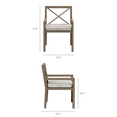 Northlake Weathered Gray/Pebble 7-Piece Outdoor Patio Teak Wood Dining Set - Ornate Home