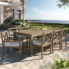 Northlake Weathered Gray/Pebble 9-Piece Outdoor Patio Teak Wood Dining Set - Ornate Home