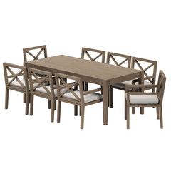 Northlake Weathered Gray/Pebble 9-Piece Outdoor Patio Teak Wood Dining Set - Ornate Home