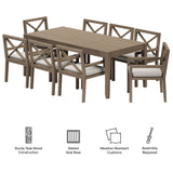Northlake Weathered Gray/Pebble 9-Piece Outdoor Patio Teak Wood Dining Set - Ornate Home