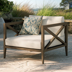 Northlake Weathered Gray/Pebble Outdoor Patio Teak Armchair - Ornate Home