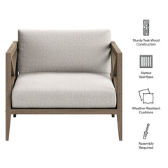 Northlake Weathered Gray/Pebble Outdoor Patio Teak Armchair - Ornate Home