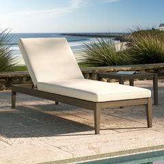 Northlake Weathered Gray/Pebble Outdoor Patio Teak Chaise Lounge - Ornate Home