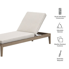 Northlake Weathered Gray/Pebble Outdoor Patio Teak Chaise Lounge - Ornate Home
