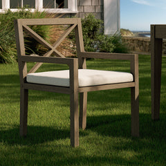 Northlake Weathered Gray/Pebble Outdoor Patio Teak Dining Armchair - Ornate Home