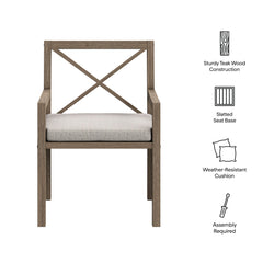 Northlake Weathered Gray/Pebble Outdoor Patio Teak Dining Armchair - Ornate Home