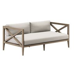 Northlake Weathered Gray/Pebble Outdoor Patio Teak Loveseat - Ornate Home