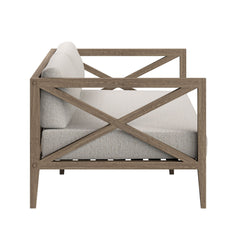 Northlake Weathered Gray/Pebble Outdoor Patio Teak Loveseat - Ornate Home