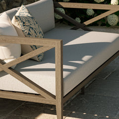 Northlake Weathered Gray/Pebble Outdoor Patio Teak Loveseat - Ornate Home