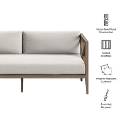 Northlake Weathered Gray/Pebble Outdoor Patio Teak Loveseat - Ornate Home