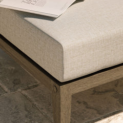 Northlake Weathered Gray/Pebble Outdoor Patio Teak Ottoman - Ornate Home