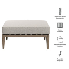 Northlake Weathered Gray/Pebble Outdoor Patio Teak Ottoman - Ornate Home