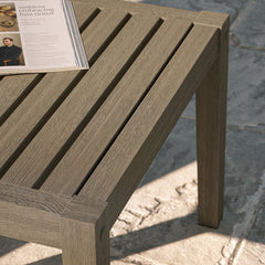 Northlake Weathered Gray Square Outdoor Patio Teak Side Table - Ornate Home
