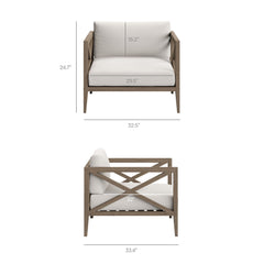 Northlake Weathered Gray/White 5-Piece Outdoor Patio Teak Wood Furniture Set - Ornate Home