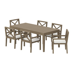 Northlake Weathered Gray/White 7-Piece Outdoor Patio Teak Wood Dining Set - Ornate Home