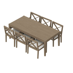 Northlake Weathered Gray/White 7-Piece Outdoor Patio Teak Wood Dining Set - Ornate Home