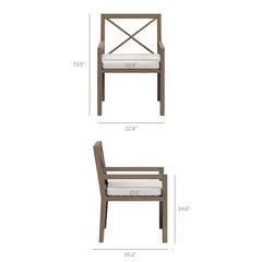 Northlake Weathered Gray/White 7-Piece Outdoor Patio Teak Wood Dining Set - Ornate Home