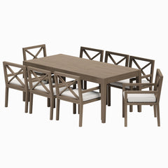 Northlake Weathered Gray/White 9-Piece Outdoor Patio Teak Wood Dining Set - Ornate Home