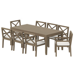 Northlake Weathered Gray/White 9-Piece Outdoor Patio Teak Wood Dining Set - Ornate Home
