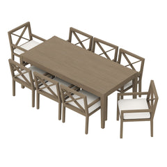 Northlake Weathered Gray/White 9-Piece Outdoor Patio Teak Wood Dining Set - Ornate Home
