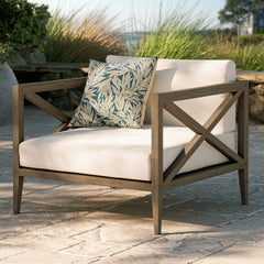 Northlake Weathered Gray/White Outdoor Patio Teak Armchair - Ornate Home