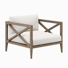 Northlake Weathered Gray/White Outdoor Patio Teak Armchair - Ornate Home