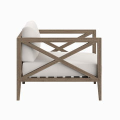 Northlake Weathered Gray/White Outdoor Patio Teak Armchair - Ornate Home