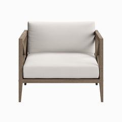 Northlake Weathered Gray/White Outdoor Patio Teak Armchair - Ornate Home