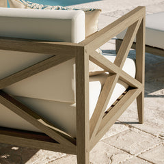 Northlake Weathered Gray/White Outdoor Patio Teak Armchair - Ornate Home