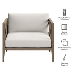 Northlake Weathered Gray/White Outdoor Patio Teak Armchair - Ornate Home