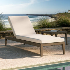 Northlake Weathered Gray/White Outdoor Patio Teak Chaise Lounge - Ornate Home