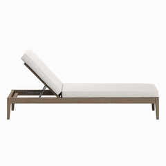 Northlake Weathered Gray/White Outdoor Patio Teak Chaise Lounge - Ornate Home