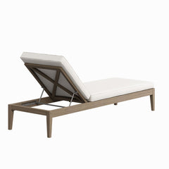 Northlake Weathered Gray/White Outdoor Patio Teak Chaise Lounge - Ornate Home