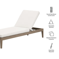 Northlake Weathered Gray/White Outdoor Patio Teak Chaise Lounge - Ornate Home
