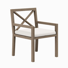 Northlake Weathered Gray/White Outdoor Patio Teak Dining Armchair - Ornate Home