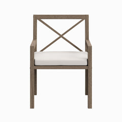 Northlake Weathered Gray/White Outdoor Patio Teak Dining Armchair - Ornate Home