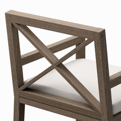 Northlake Weathered Gray/White Outdoor Patio Teak Dining Armchair - Ornate Home