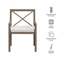 Northlake Weathered Gray/White Outdoor Patio Teak Dining Armchair - Ornate Home