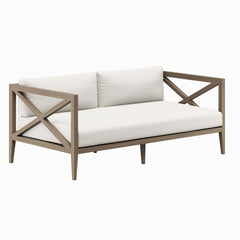 Northlake Weathered Gray/White Outdoor Patio Teak Loveseat - Ornate Home