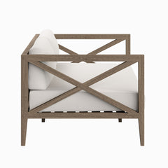 Northlake Weathered Gray/White Outdoor Patio Teak Loveseat - Ornate Home