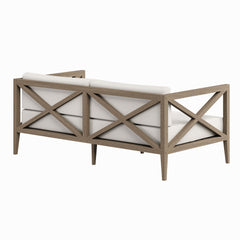Northlake Weathered Gray/White Outdoor Patio Teak Loveseat - Ornate Home