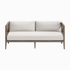 Northlake Weathered Gray/White Outdoor Patio Teak Loveseat - Ornate Home