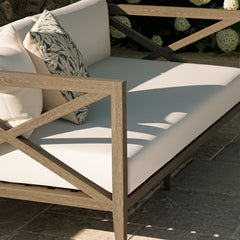 Northlake Weathered Gray/White Outdoor Patio Teak Loveseat - Ornate Home
