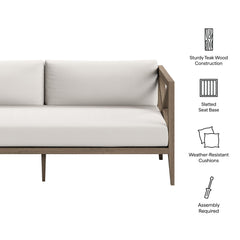 Northlake Weathered Gray/White Outdoor Patio Teak Loveseat - Ornate Home