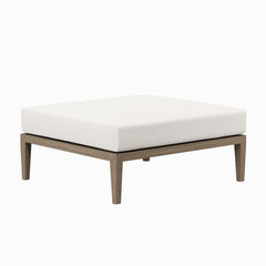 Northlake Weathered Gray/White Outdoor Patio Teak Ottoman - Ornate Home