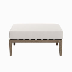 Northlake Weathered Gray/White Outdoor Patio Teak Ottoman - Ornate Home