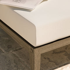 Northlake Weathered Gray/White Outdoor Patio Teak Ottoman - Ornate Home
