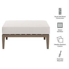 Northlake Weathered Gray/White Outdoor Patio Teak Ottoman - Ornate Home