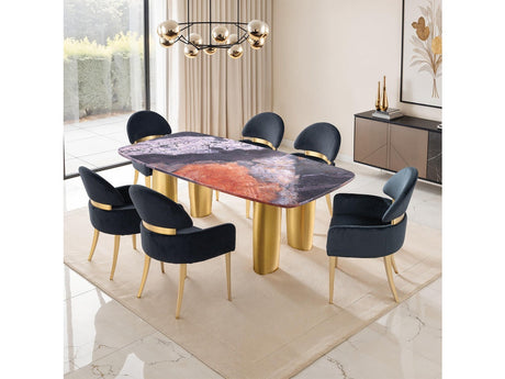 Northolt Black/Gray/Matte Gold 7 Pc. Dining Table Set - Ornate Home